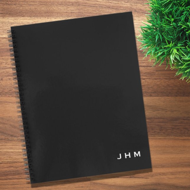 Berufliche Minimale Schwarz-weiße Monogramm-Initia Notizbuch (Von Creator hochgeladen)