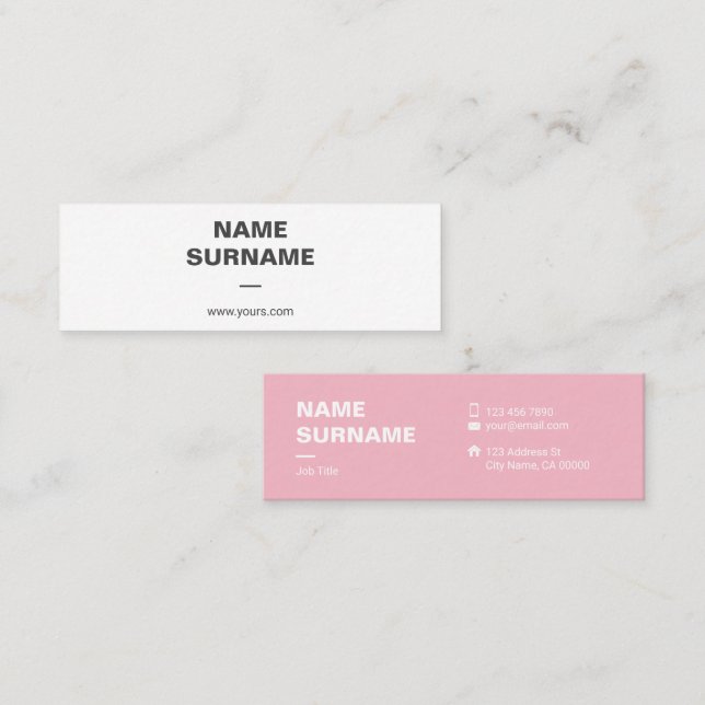 Berufliche minimale Typografie-Minigeschäfts-Karte Mini Visitenkarte (Vorne/Hinten)