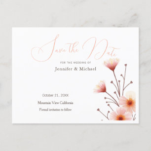 Berufliche Minimalistische Bloral Save the Date Ankündigungspostkarte