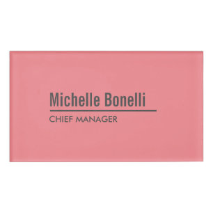 Berufliche Minimalistische Coral Pink Moderne Namenschild