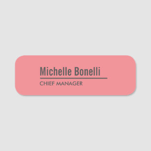 Berufliche Minimalistische Coral Pink Moderne Namensschild