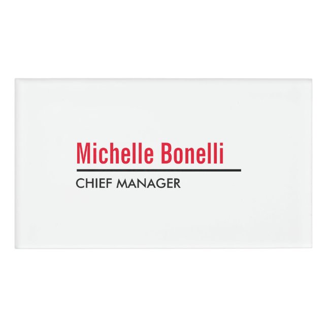 Berufliche Minimalistische, einfache Weiße Moderne Namenschild (Vorderseite)