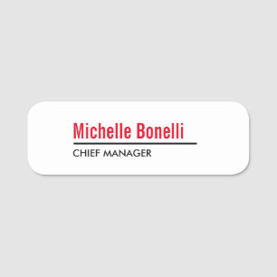 Berufliche Minimalistische, einfache Weiße Moderne Namensschild