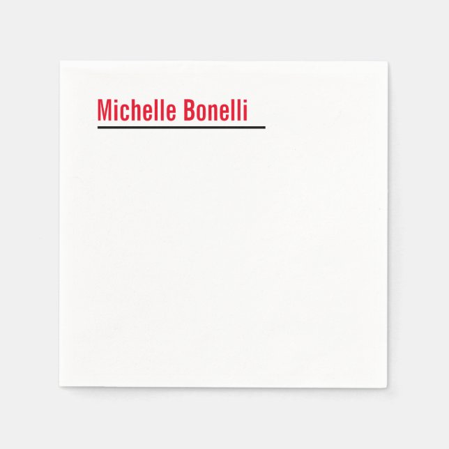 Berufliche Minimalistische, einfache Weiße Moderne Serviette (Vorderseite)