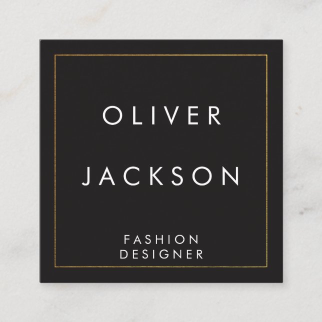 Berufliche Minimalistische Goldgrenze Quadratische Visitenkarte (Vorderseite)
