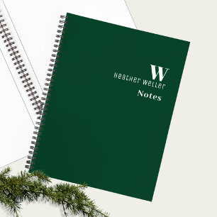Berufliche Minimalistische Monogramm-grüne Skizze Notizbuch