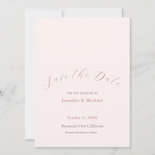 Berufliche Minimalistische Schlichte Rose Goldfarb Save The Date (Vorderseite)