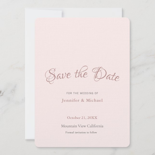 Berufliche Minimalistische Schlichte Rose Goldfarb Save The Date (Vorderseite)