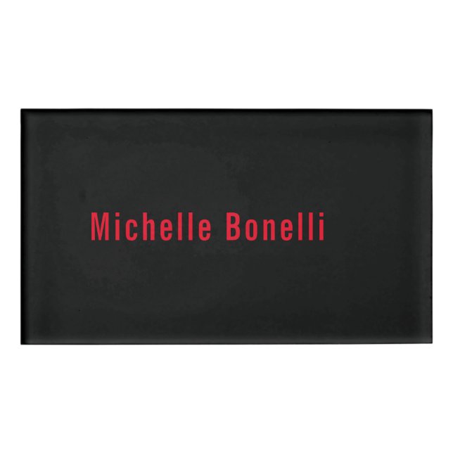 Berufliche Minimalistische Schwarze Rot Moderne Sc Namenschild (Vorderseite)