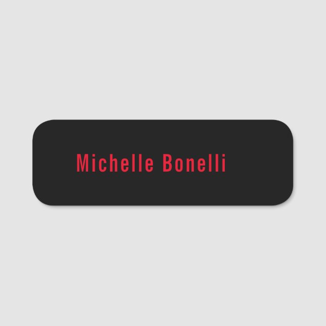 Berufliche Minimalistische Schwarze Rot Moderne Sc Namensschild (Vorderseite)