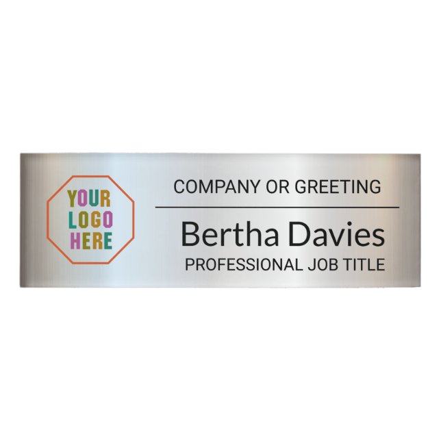 Berufliche Mitarbeiter Silver Corporate Logo Namenschild (Vorderseite)