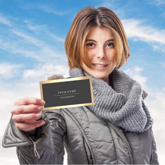 Berufliche moderne Golden Frame Gray Consulting Visitenkarte (Professional Modern Golden Frame Gray Consulting Business Card)