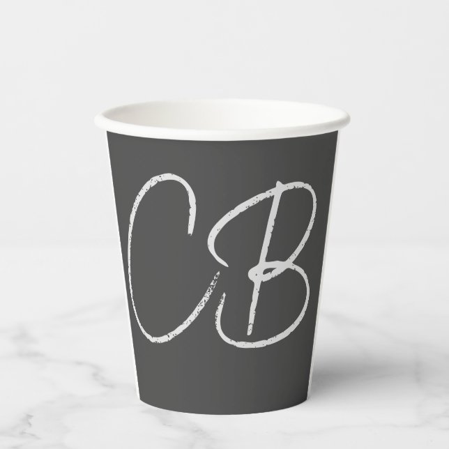 Berufliche moderne Minimalistische Monogramm-Initi Pappbecher (Vorderseite)