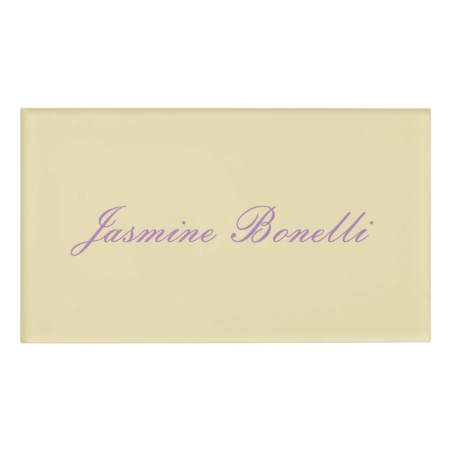 Berufliche, moderne Minimalistische Pastellfarbe Namenschild (Vorderseite)