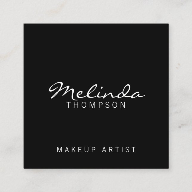 Berufliche, moderne Schwarzweißfarben und Weiß Quadratische Visitenkarte (Vorderseite)