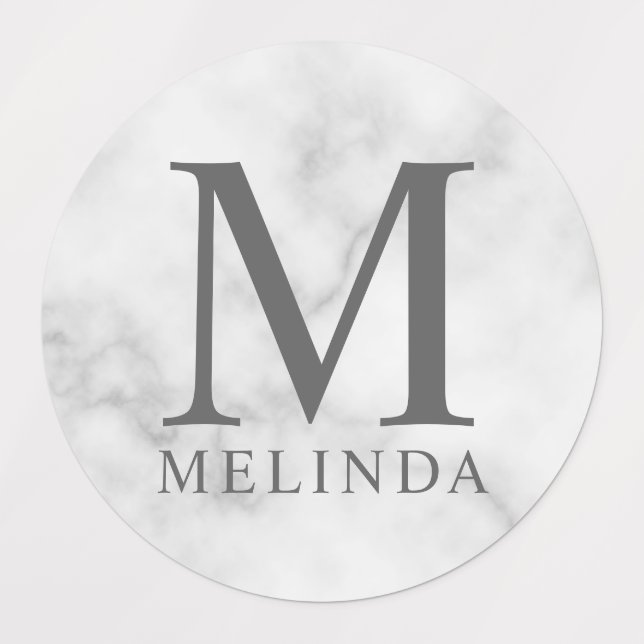 Berufliche Monogramm- und Namensschilder aus weiße Etiketten (Design 1)