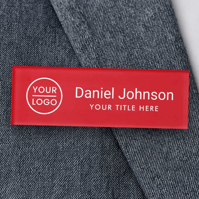 Berufliche Namensschilder mit eigenem Logo Namenschild (Custom logo red professional magnetic name tags)