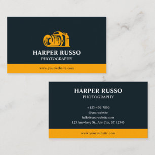 Berufliche Navy- und Orange-Fotografie Visitenkarte