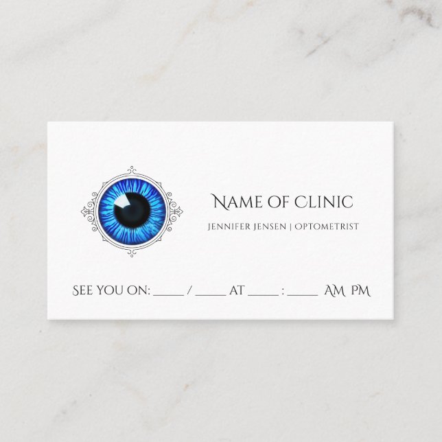 Berufliche Optometrie Ernennung Blue Iris Auge Terminkarte (Vorderseite)