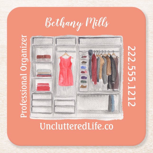 Berufliche Organisation für Wasserfarben Moderner  Rechteckiger Pappuntersetzer (Vorderseite)