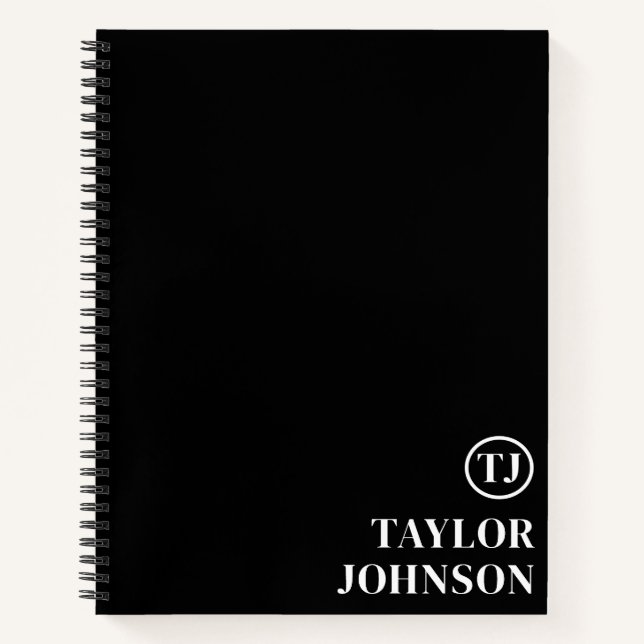 Berufliche Personalisierte Monogramm Schwarz/Weiß Notizbuch (Vorderseite)