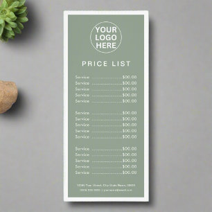 Berufliche Preislisten für das Logo "Sage Green" Werbekarte