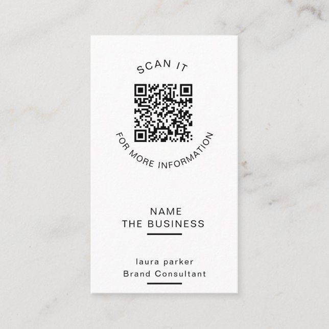 Berufliche QR-Code-Minimale Scannable-Werbeaktion Visitenkarte (Vorderseite)