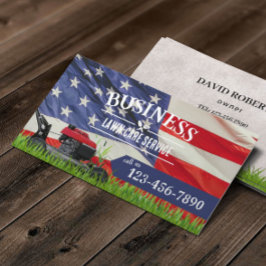 Berufliche Rasenpflege und Landung der US-Flagge Visitenkarte