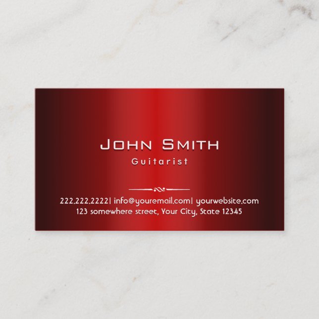 Berufliche Red Metal Guitarist Business Card Visitenkarte (Vorderseite)