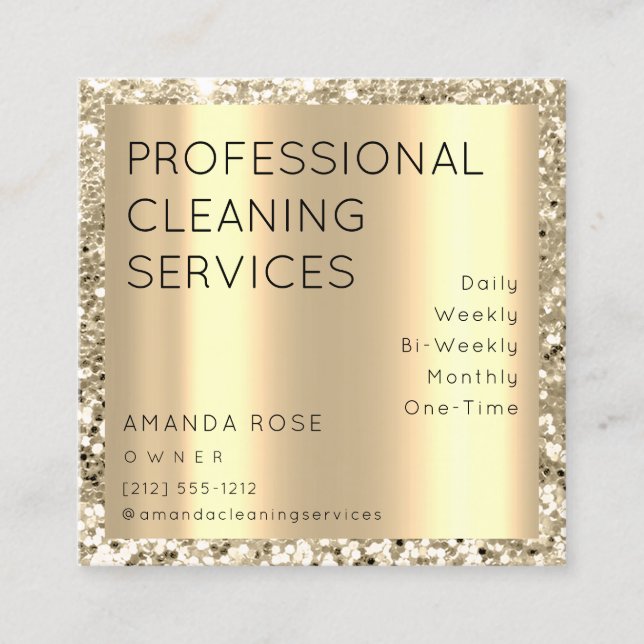 Berufliche Reinigung Service Residence Maid Gold Terminkarte (Vorderseite)
