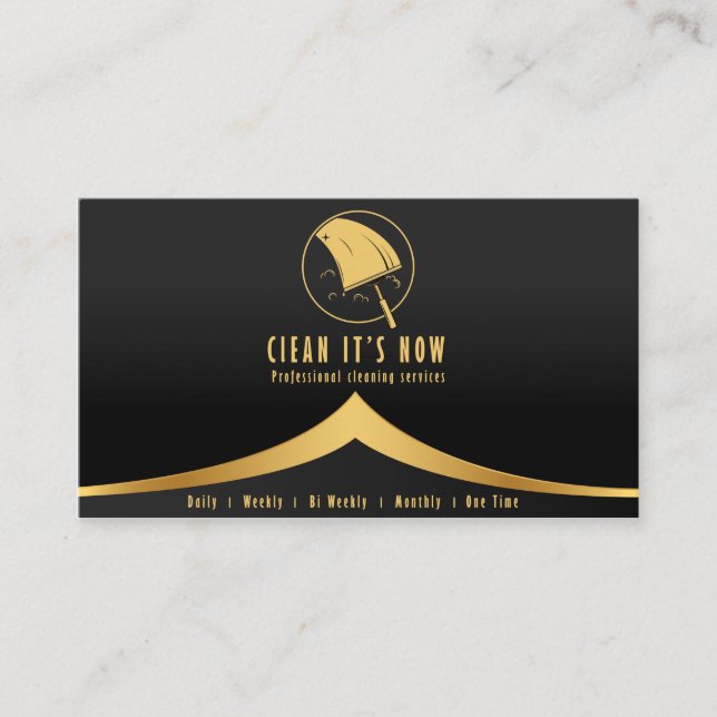 berufliche Reinigungsdienste für Gold und Schwarz Visitenkarte (Vorderseite)