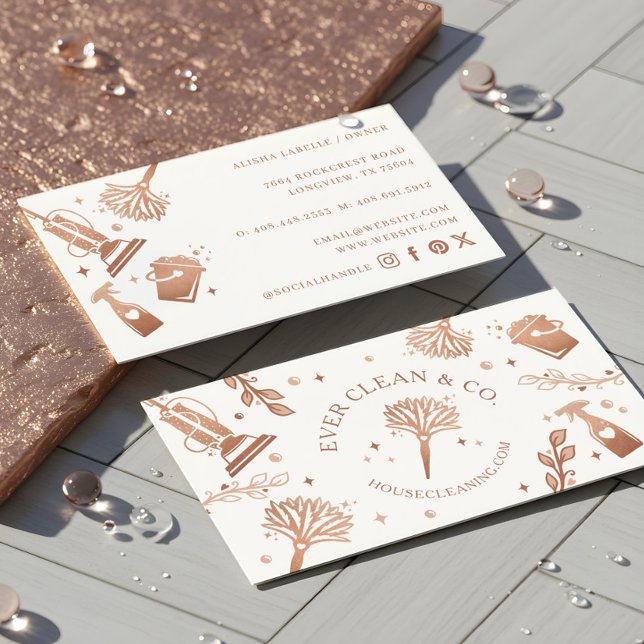 Berufliche Reinigungswerkzeuge/-artikel Visitenkarte (Professional Maid & House Cleaning Tools/Supplies Business Card)