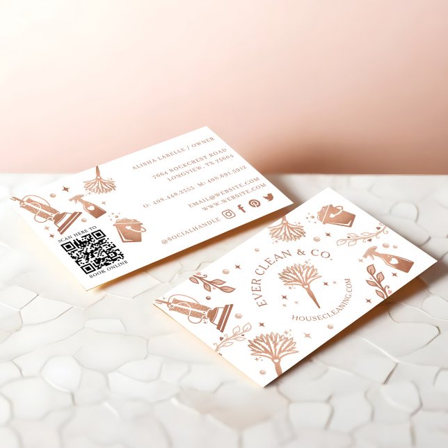 Berufliche Reinigungswerkzeuge/-artikel Visitenkarte (Professional Maid & House Cleaning Tools/Supplies Business Card)