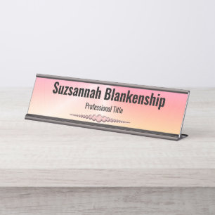 Berufliche rosa und orange Imitate mit Metallic Cu Schreibtischnamensplakette