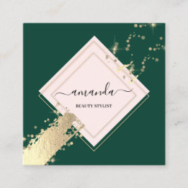 Berufliche Rose Frame Gold Green Confetti Quadratische Visitenkarte