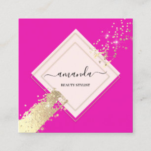 Berufliche Rose Frame Gold Pink Makeup Logo Quadratische Visitenkarte