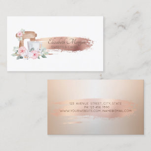 Berufliche Rose Gold Brush Stroke Mixer Blume Visitenkarte