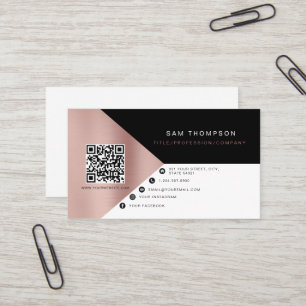 Berufliche Rose Gold Pink QR Code Modern Visitenkarte
