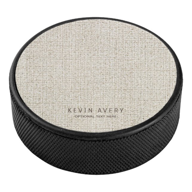 Berufliche rustikale Beige Linen Texture Eishockey Puck (3/4)