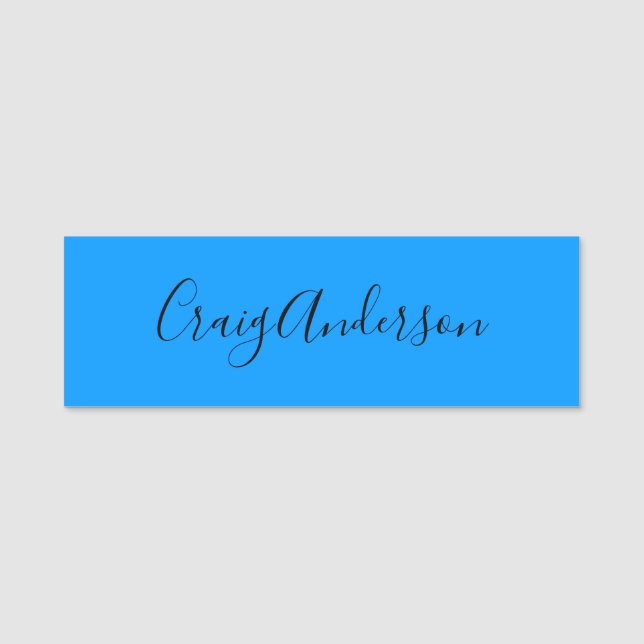 Berufliche Schlichte Moderne Elegante Bright Blue  Namensschild (Vorderseite)