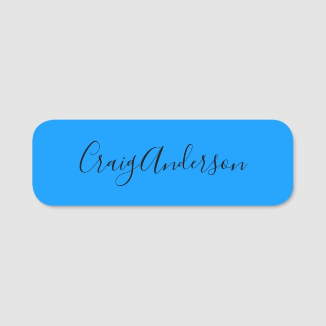 Berufliche Schlichte Moderne Elegante Bright Blue  Namensschild (Vorderseite)