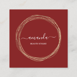 Berufliche Schönheit Makeup Logo Golden Frame Rot Quadratische Visitenkarte