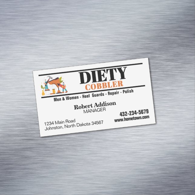 Berufliche Schuster Schuhreparatur-Visitenkarte Magnetische Visitenkarte (Beispiel)