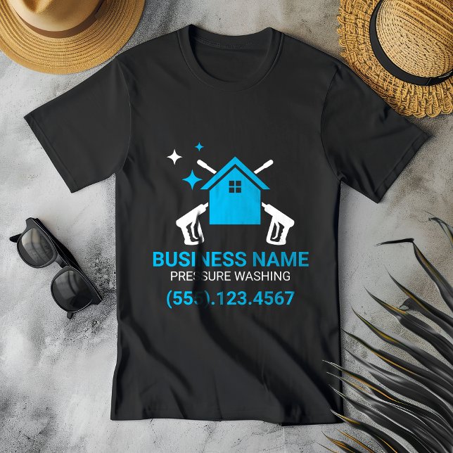 Berufliche Schwarz-Blau-Druckwäsche T-Shirt (Von Creator hochgeladen)