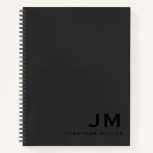 Berufliche Schwarz-Out-Monogramm-Initialen Notizbuch