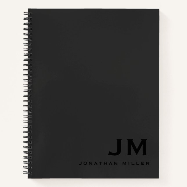 Berufliche Schwarz-Out-Monogramm-Initialen Notizbuch (Vorderseite)