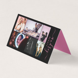 Berufliche Schwarz-Rosa-Signatur 6 Fotos Visitenkarten