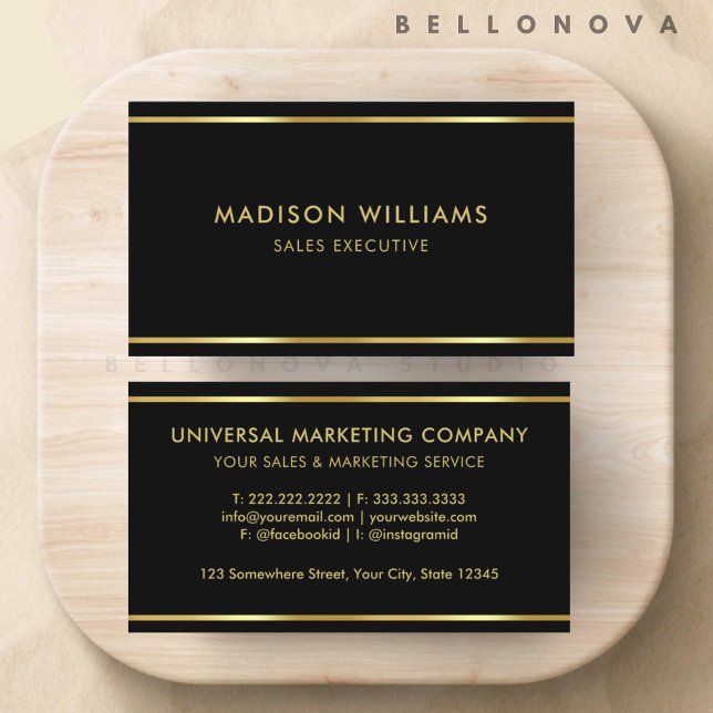 Berufliche Schwarz- und Goldprämie Visitenkarte (Custom Black and Gold Premium Professional Business Card)