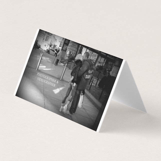 Berufliche schwarz-weiß geklappte Visitenkarte Visitenkarten (Vorderseite)