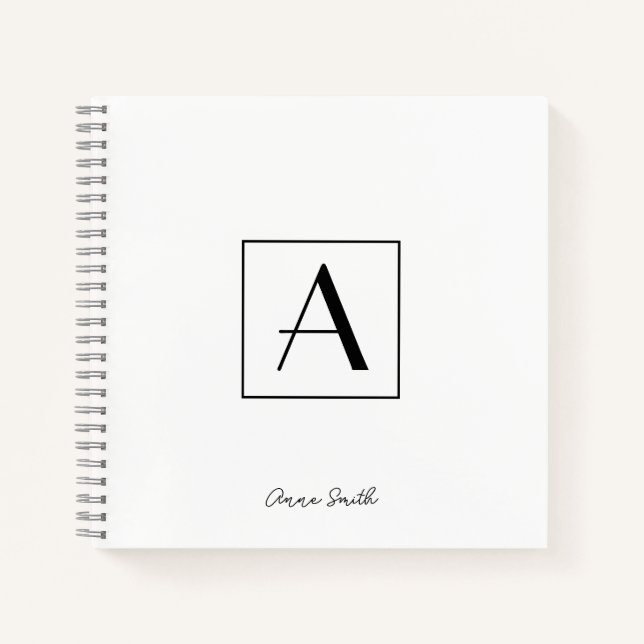 Berufliche Schwarz-Weiß-Monogramm-Anfangsschrift Notizbuch (Vorderseite)